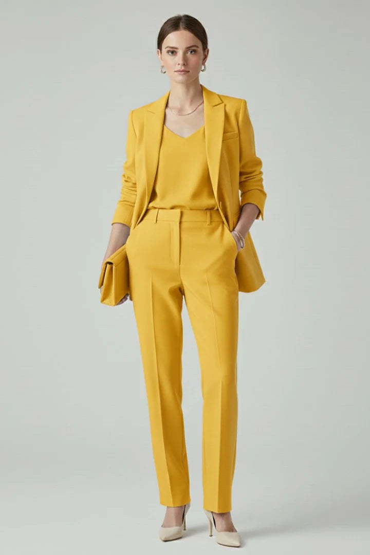 Talia Women's Two-Piece Suit Set | Single-Breasted Blazer, Straight Leg Trousers 4