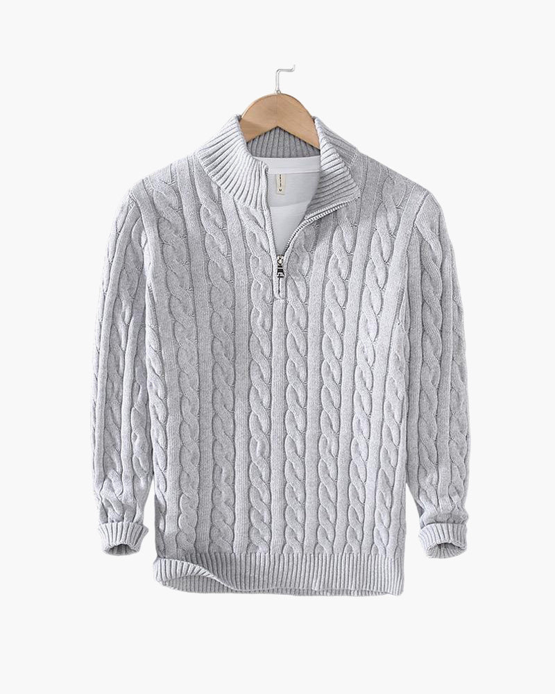 Talon Men's Half-Zip Sweater | Cable Knit Cotton Tailored Fit 2