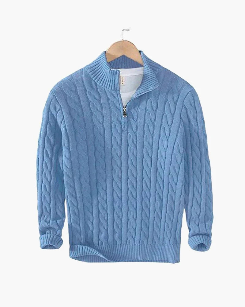 Talon Men's Half-Zip Sweater | Cable Knit Cotton Tailored Fit 4