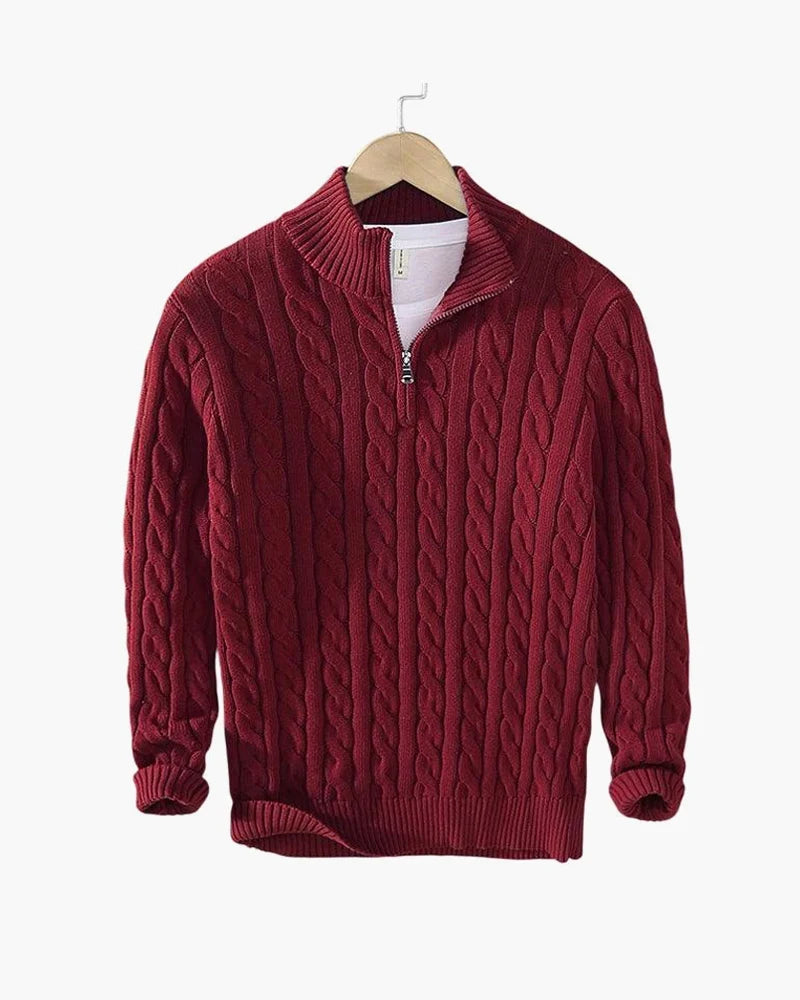 Talon Men's Half-Zip Sweater | Cable Knit Cotton Tailored Fit 6