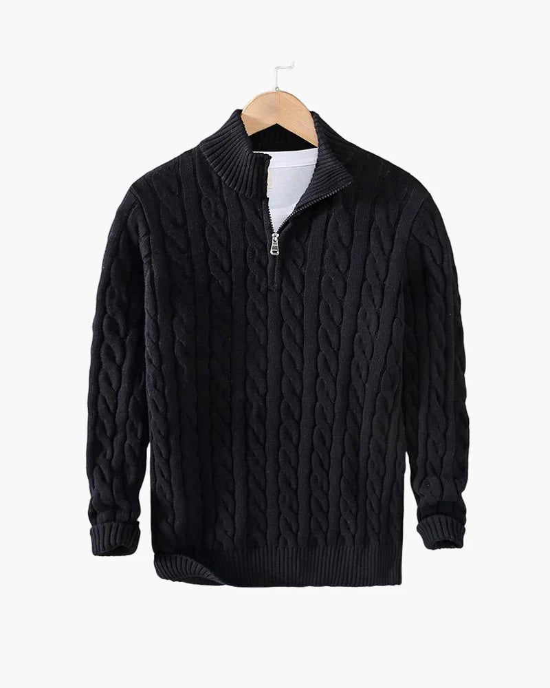 Talon Men's Half-Zip Sweater | Cable Knit Cotton Tailored Fit 8
