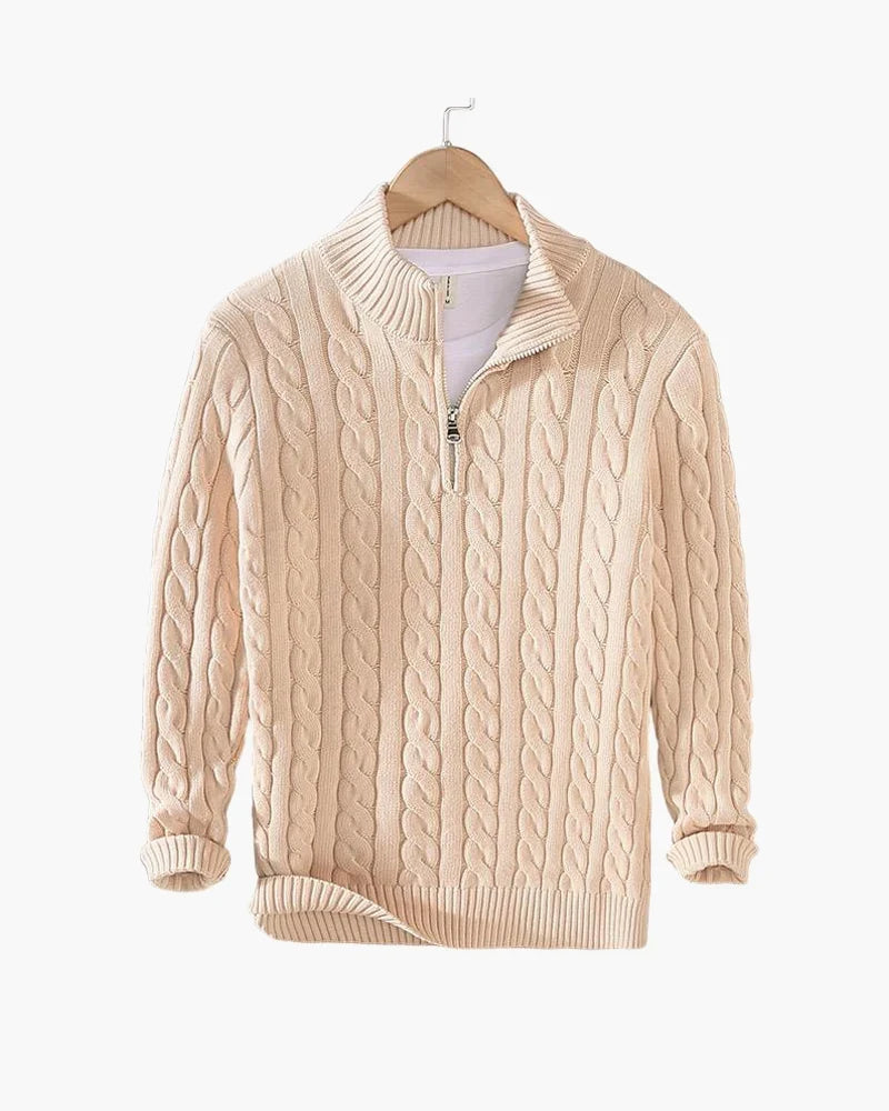 Talon Men's Half-Zip Sweater | Cable Knit Cotton Tailored Fit 9