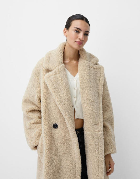 Teddy Women's Coat Winter | Oversized Long Fit, Soft Teddy Texture