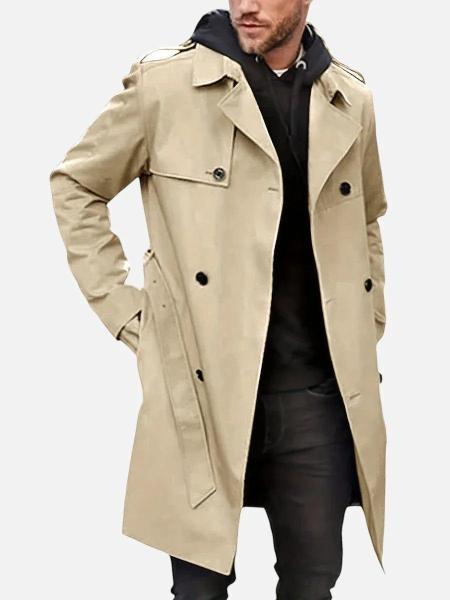 Thaddeus Men's Trench Coat | Double-Breasted, Structured Fabric 0