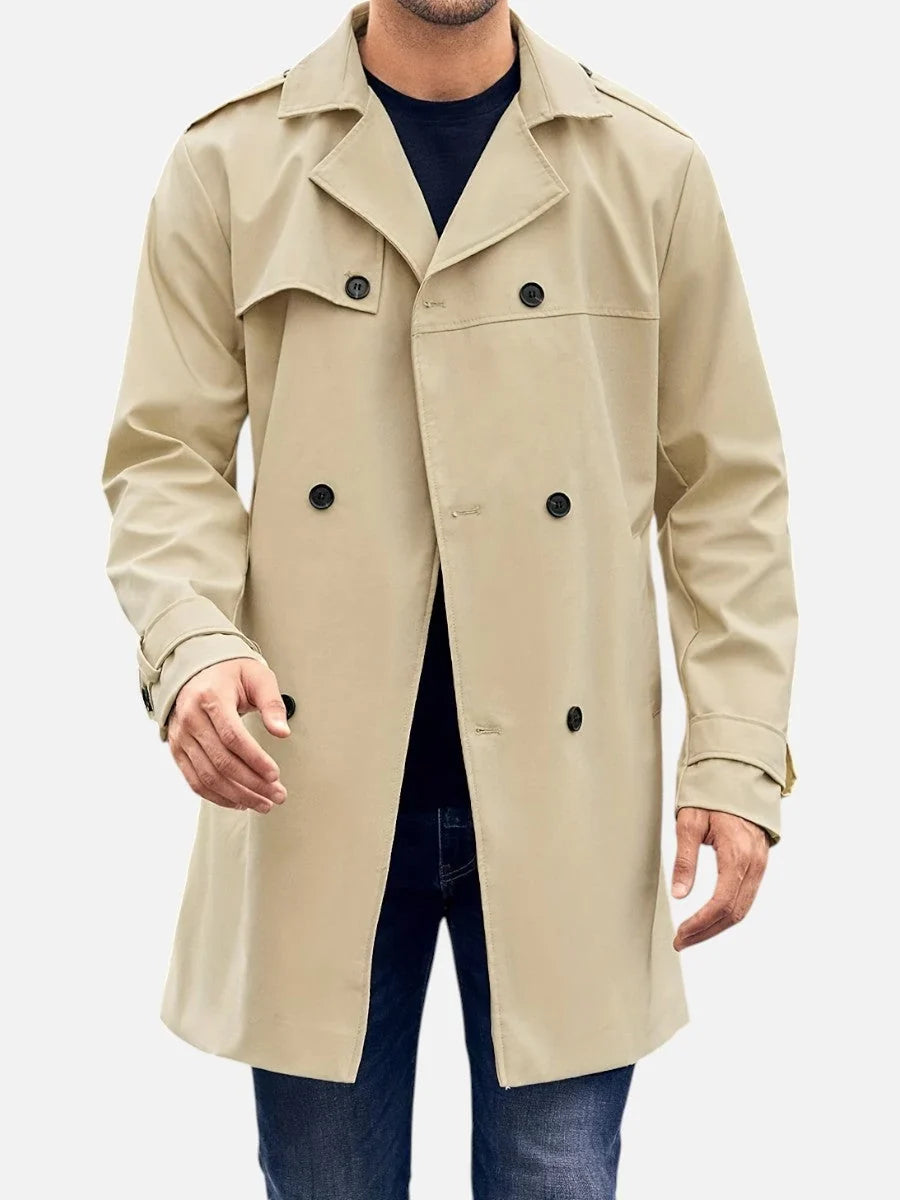 Thaddeus Men's Trench Coat | Double-Breasted, Structured Fabric 1