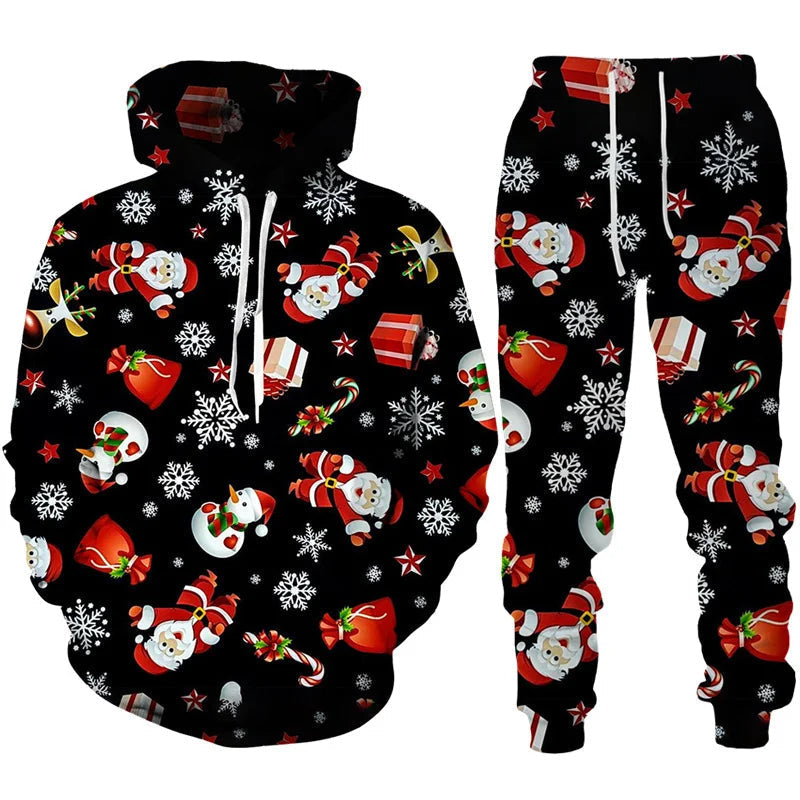 Vardi Heren Tracksuit | Oversized Hoodie with Christmas Print and Comfortable Pants