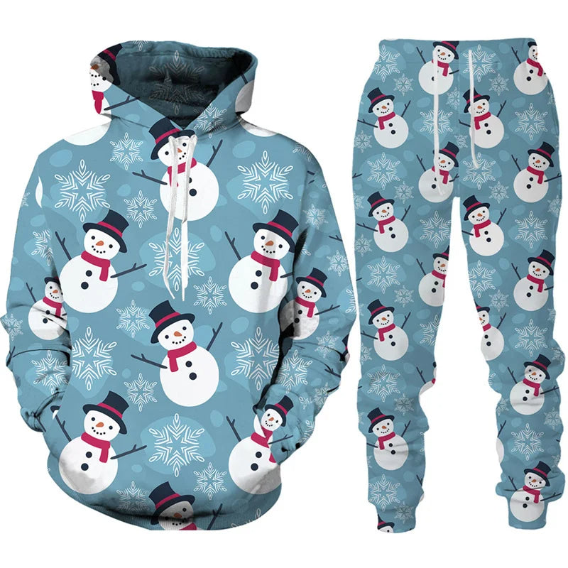 Vardi Heren Tracksuit | Oversized Hoodie with Christmas Print and Comfortable Pants