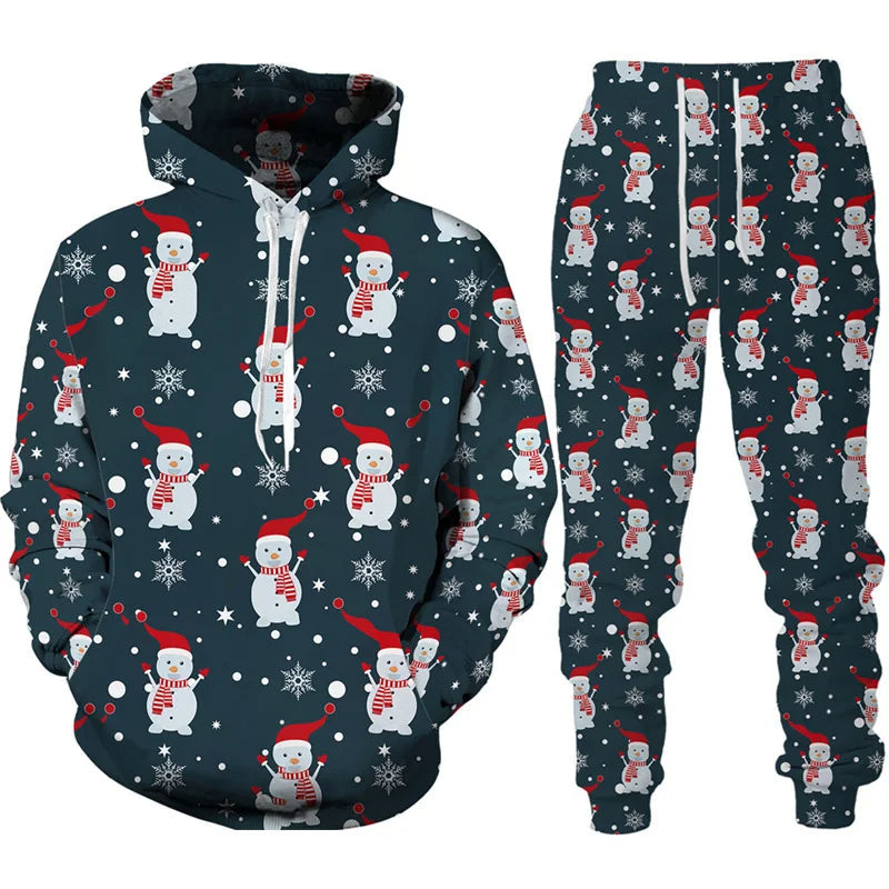Vardi Heren Tracksuit | Oversized Hoodie with Christmas Print and Comfortable Pants