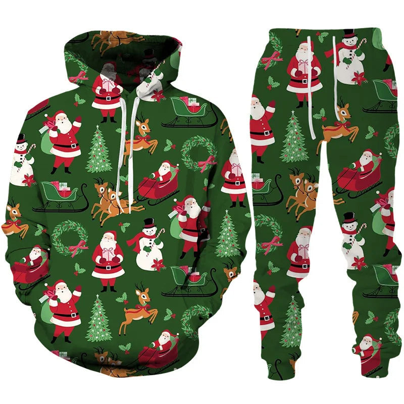Vardi Heren Tracksuit | Oversized Hoodie with Christmas Print and Comfortable Pants