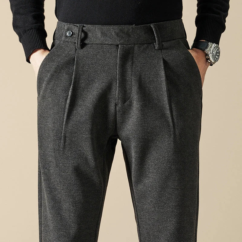 Vero Men's Tapered Trousers | Wool Blend, Pleated Design 2