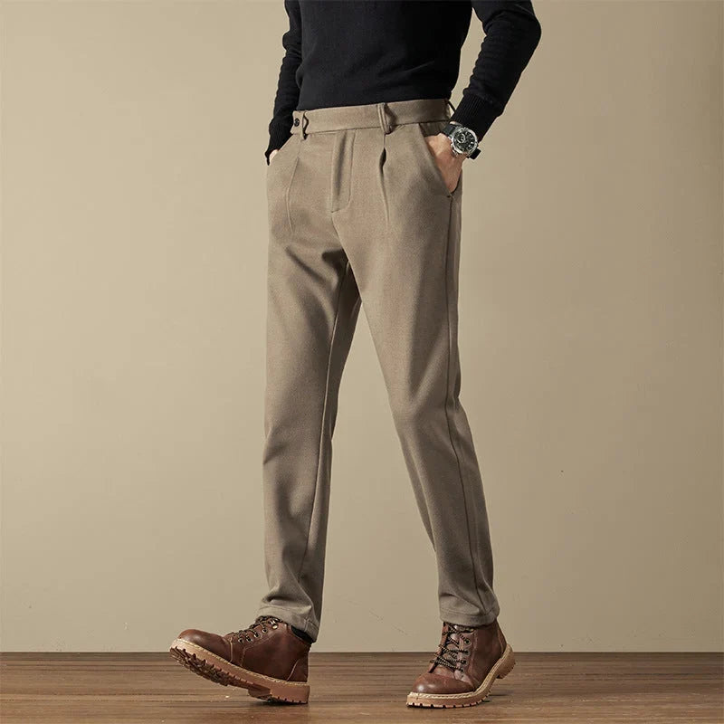 Vero Men's Tapered Trousers | Wool Blend, Pleated Design 4