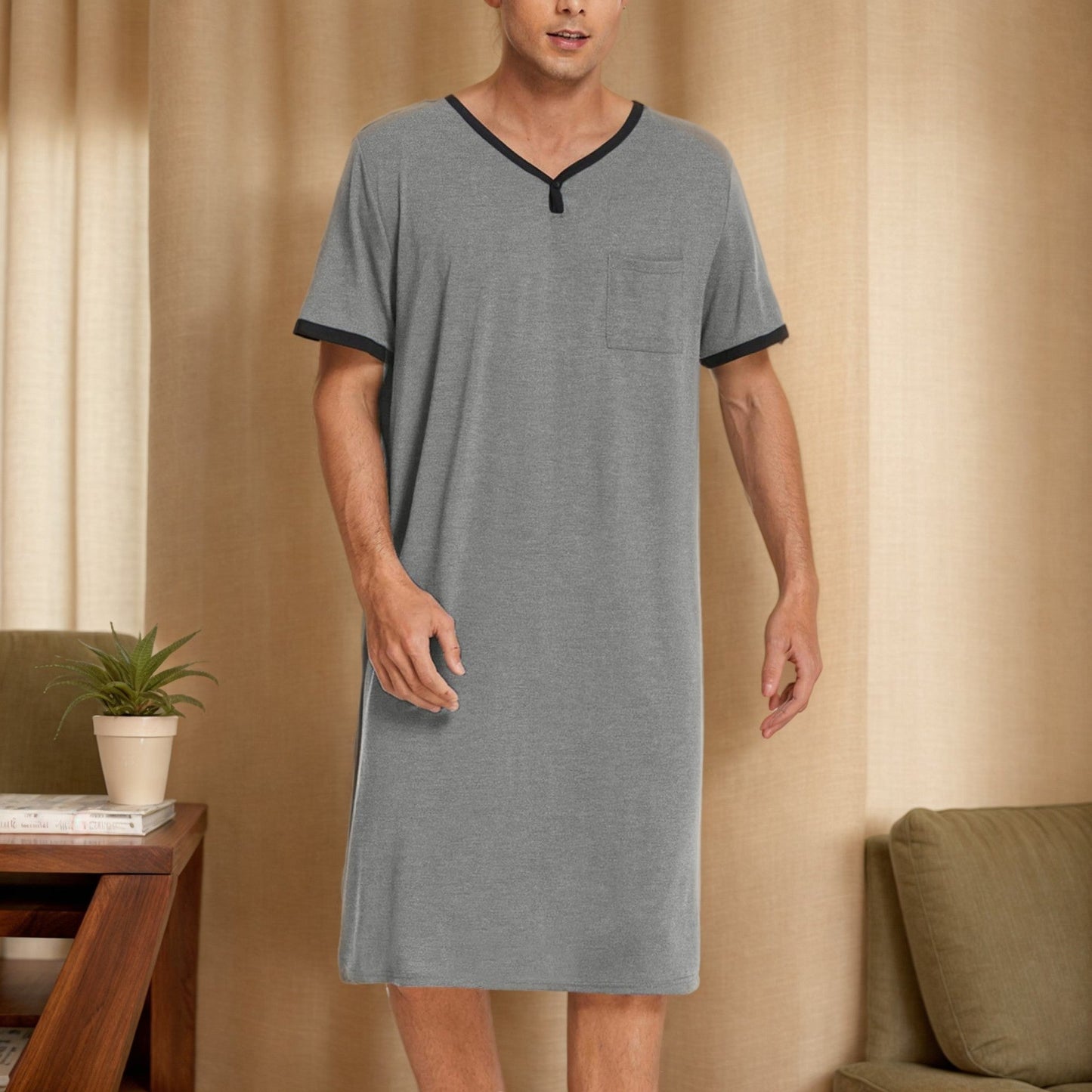 Wade Men's Night Dress | Breathable Cotton, Casual Comfort 1