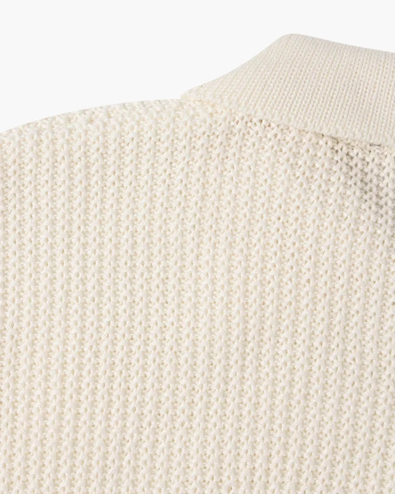 Warren Men's Polo Sweater | Waffle Knit Cotton, Zip Collar 7