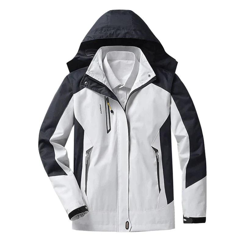 Waterproof Women's Rain Jacket with Adjustable Hood - Breathable and Warmly Lined - Long Women's Rain Jacket