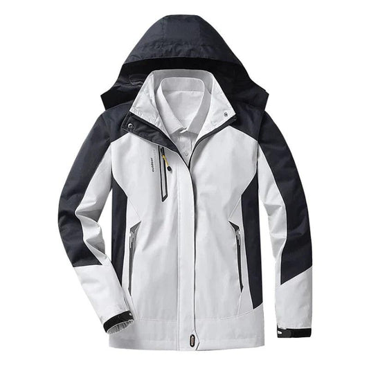 Waterproof Women's Rain Jacket with Adjustable Hood - Breathable and Warmly Lined - Long Women's Rain Jacket