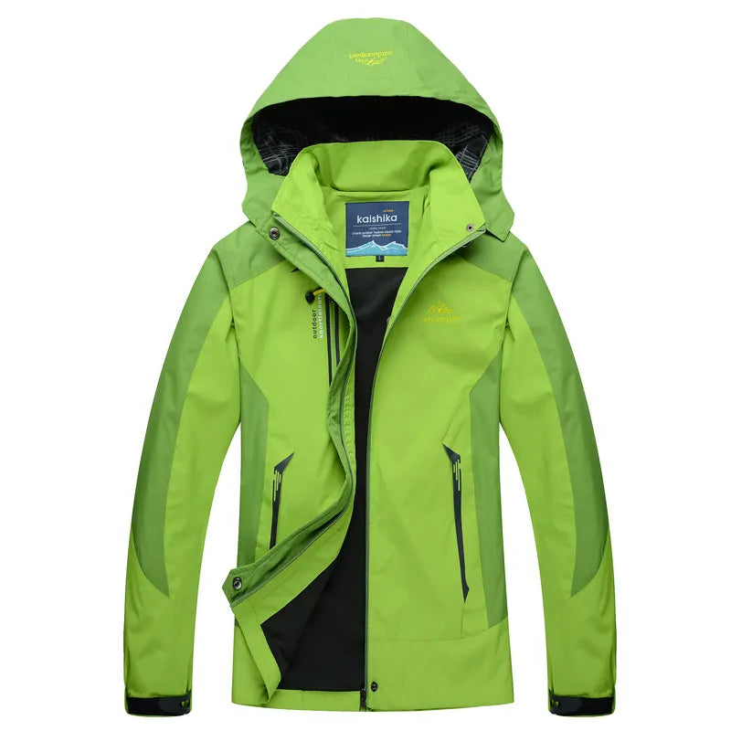 Waterproof Women's Rain Jacket with Adjustable Hood - Breathable and Warmly Lined - Long Women's Rain Jacket