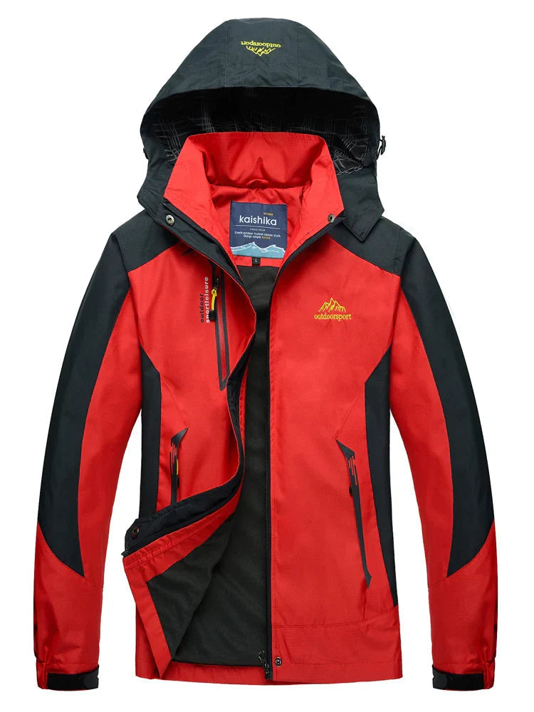 Waterproof Women's Rain Jacket with Adjustable Hood - Breathable and Warmly Lined - Long Women's Rain Jacket