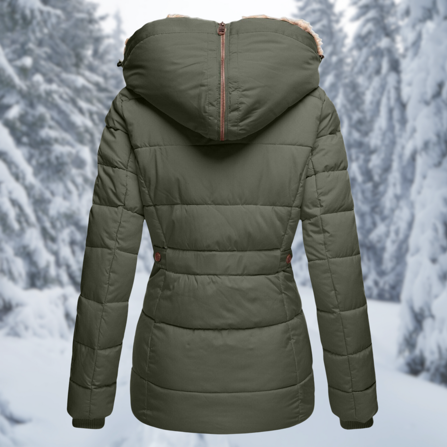 Wendy Ladies Winter Coat | Elegant Faux Fur Hood, Comfortable and Stylish