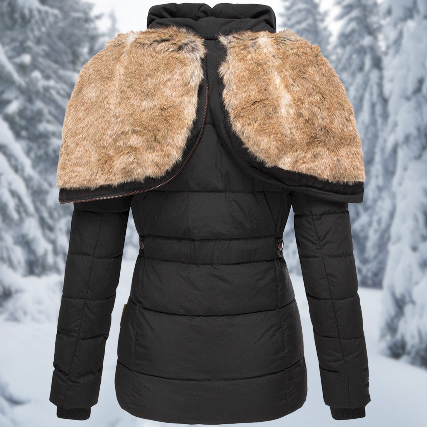 Wendy Ladies Winter Coat | Elegant Faux Fur Hood, Comfortable and Stylish