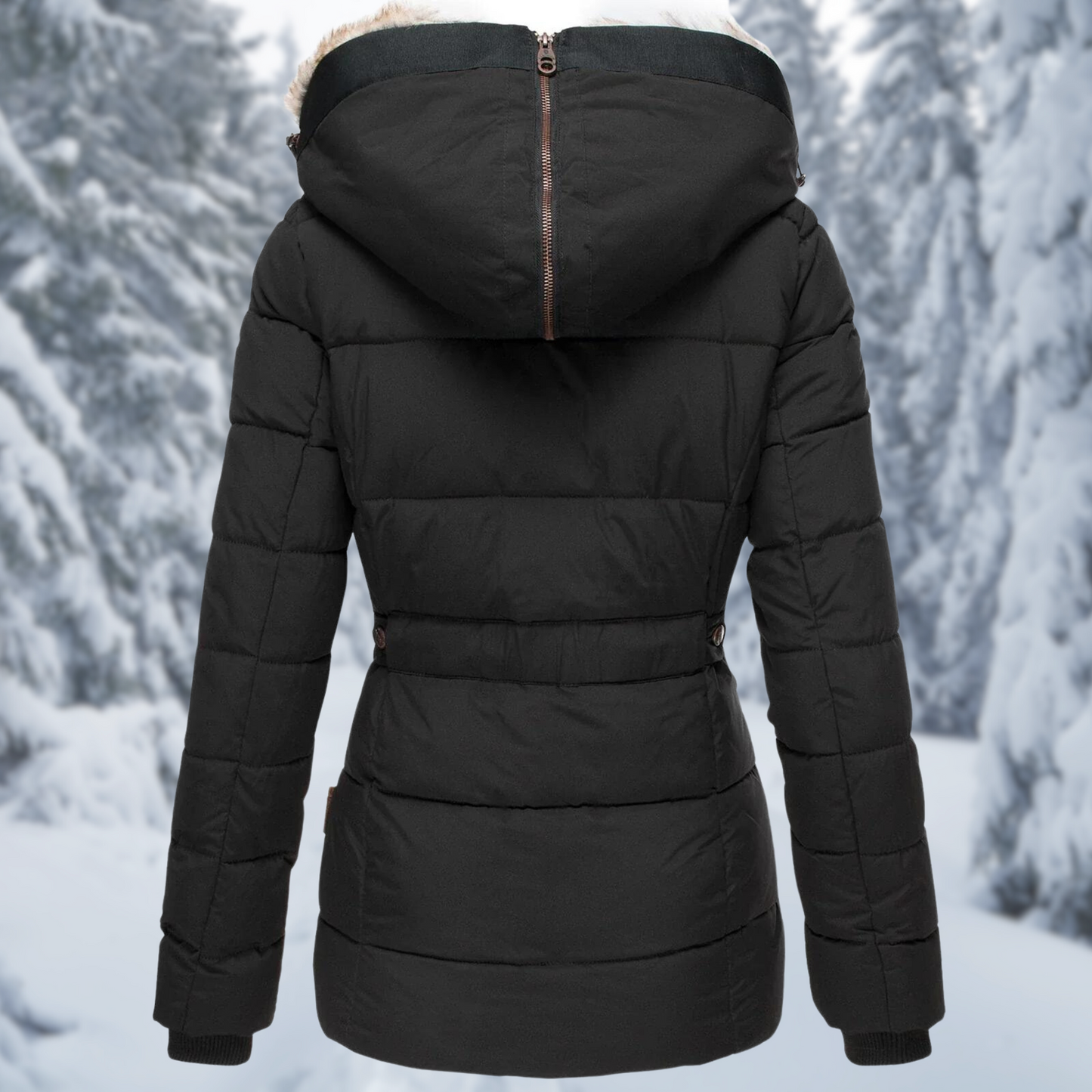 Wendy Ladies Winter Coat | Elegant Faux Fur Hood, Comfortable and Stylish