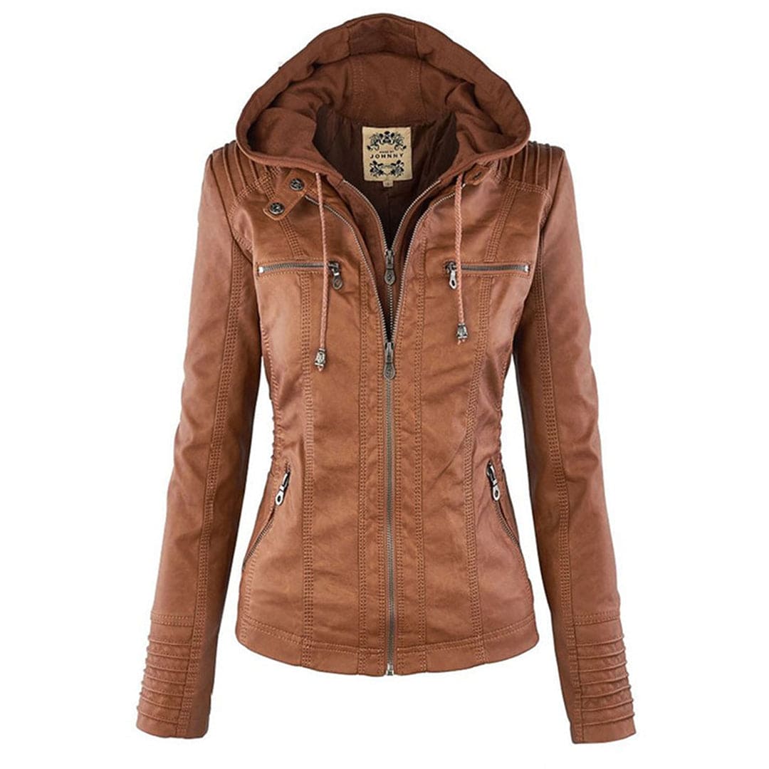 Wendy Women's Jacket | Black Leather Women's Jacket with Hood, Casual
