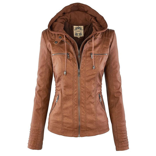 Wendy Women's Jacket | Black Leather Women's Jacket with Hood, Casual