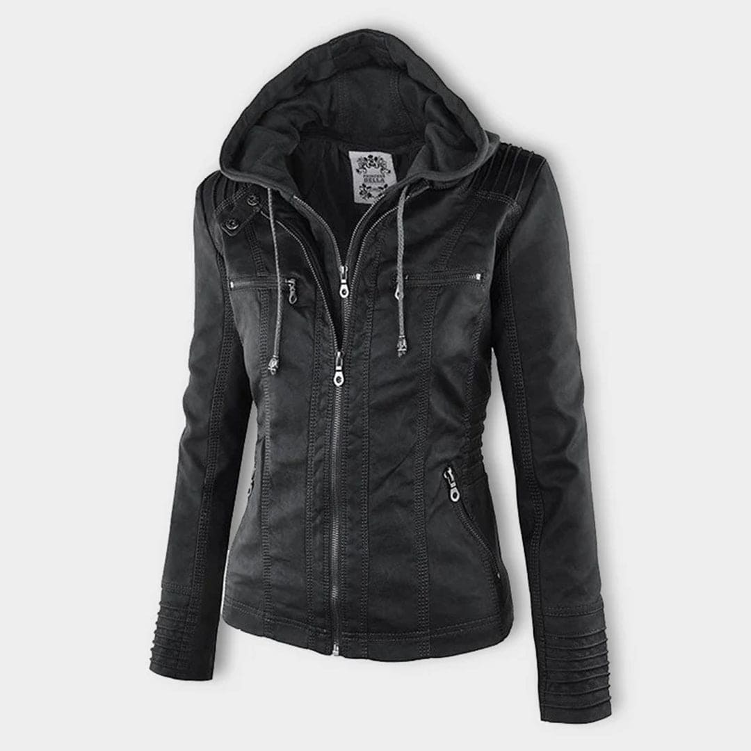 Wendy Women's Jacket | Black Leather Women's Jacket with Hood, Casual