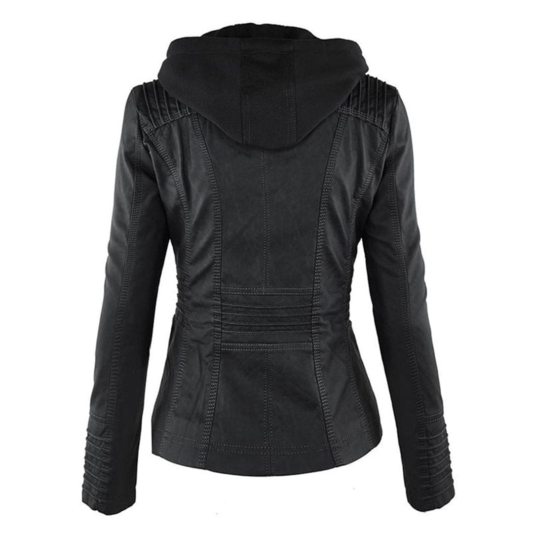 Wendy Women's Jacket | Black Leather Women's Jacket with Hood, Casual