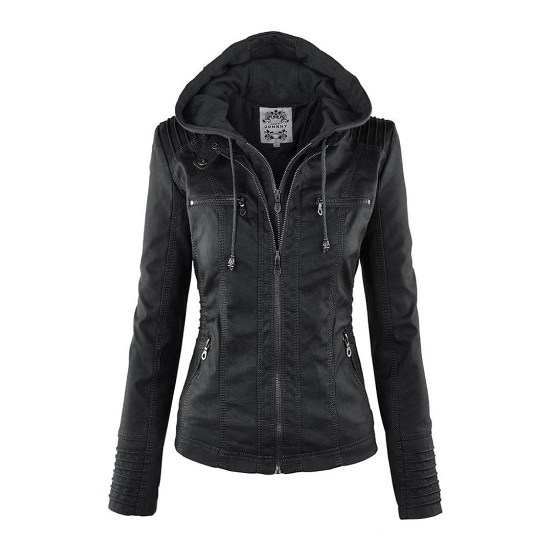 Wendy Women's Jacket | Black Leather Women's Jacket with Hood, Casual