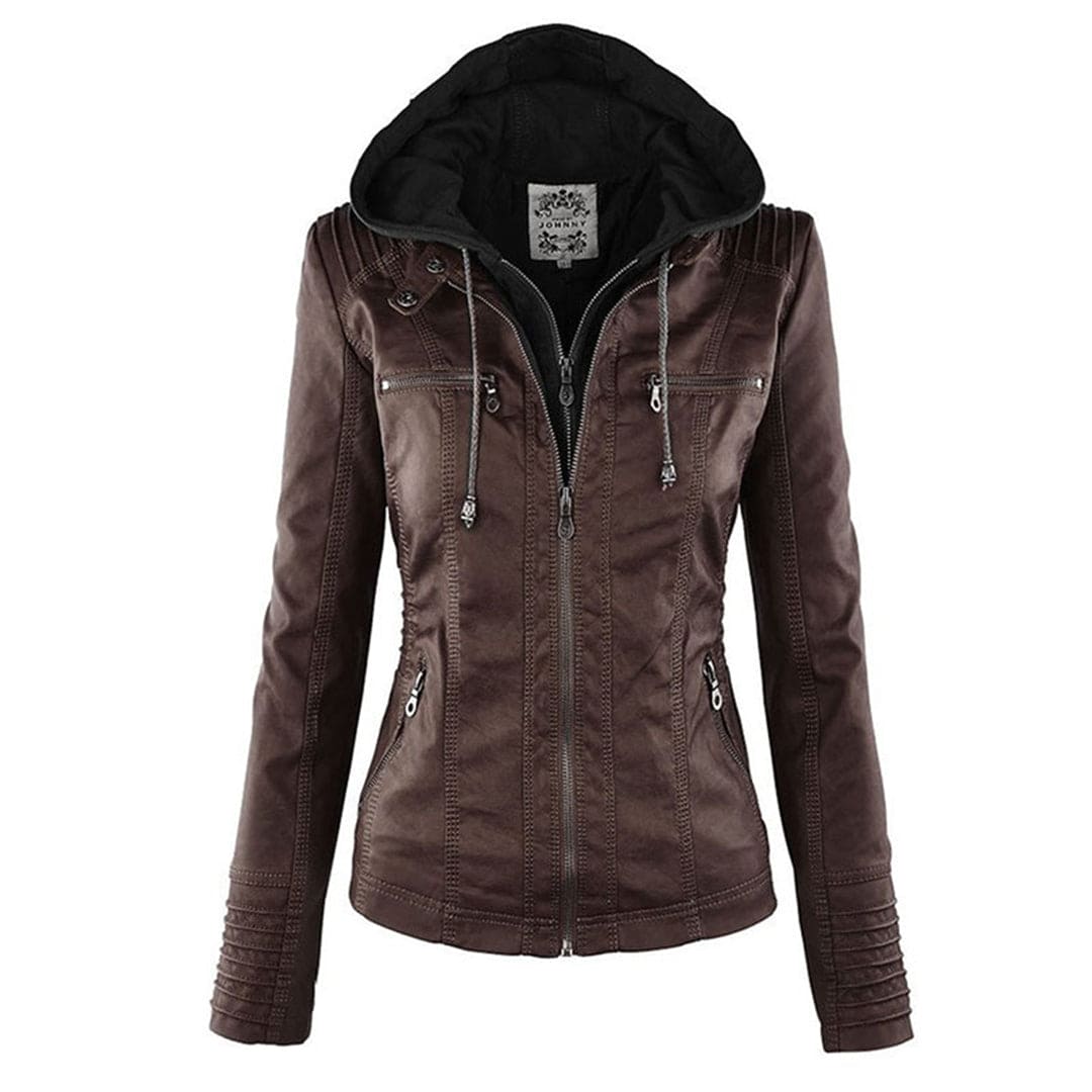 Wendy Women's Jacket | Black Leather Women's Jacket with Hood, Casual