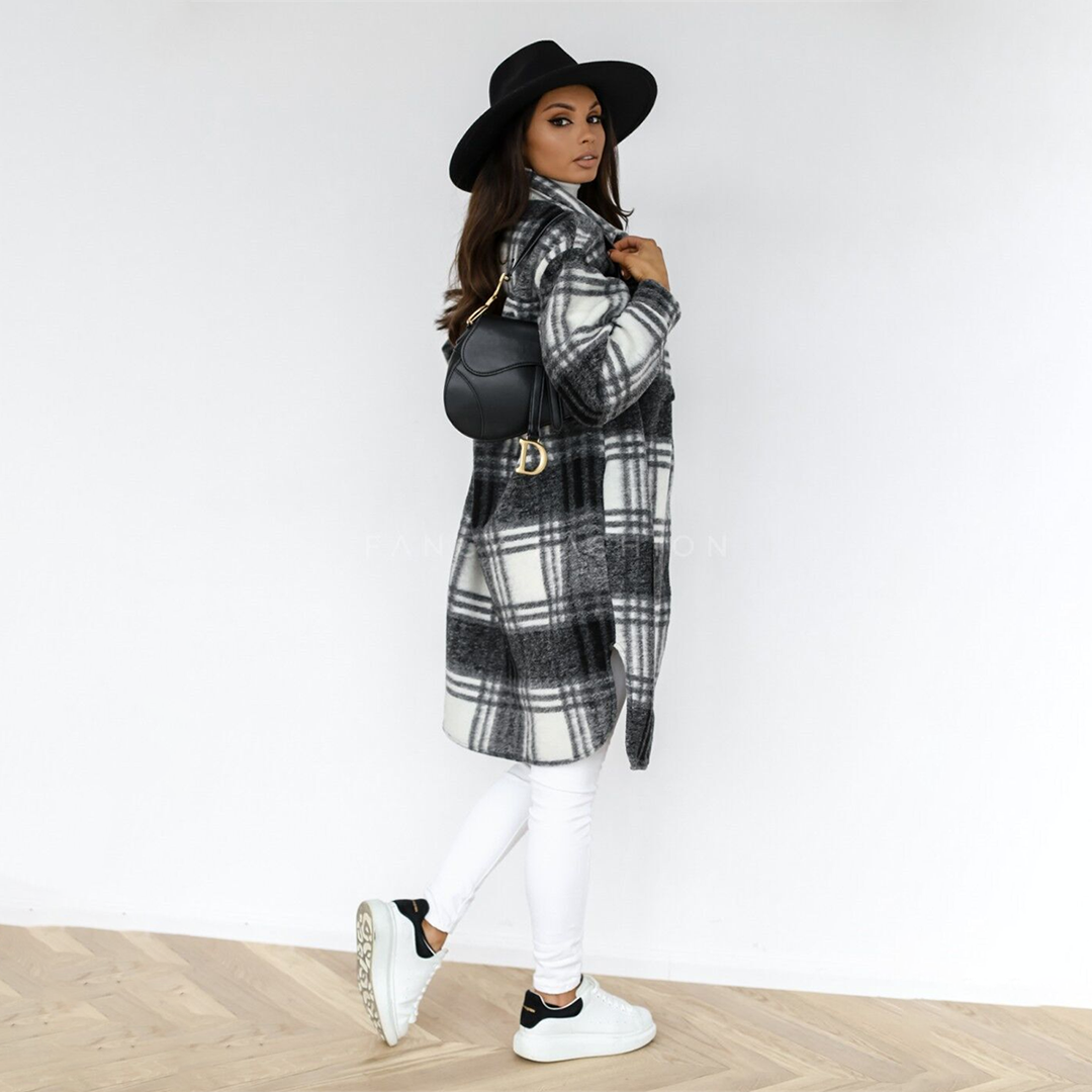 Willa Women's Trench Coat | Stylish Checked Design, Breathable Fabric 1