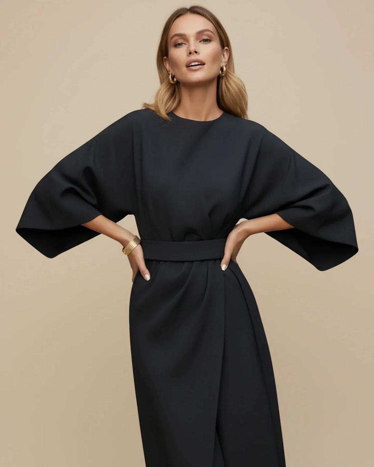 Willa Women's Wrap Midi Dress | Balloon Sleeves, Tie Belt 7