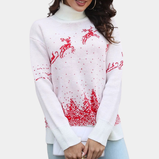 Willem Ugly Christmas Sweater for Women | Comfortable Fit, Reindeer Print
