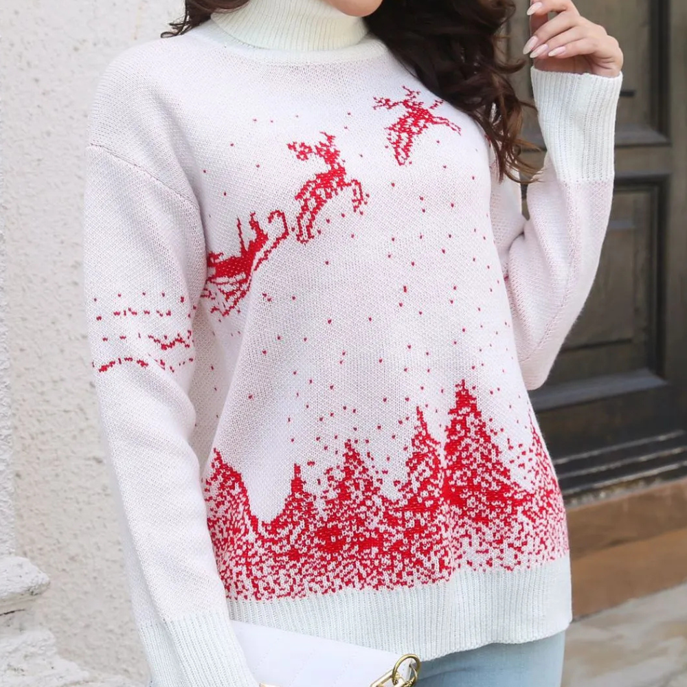Willem Ugly Christmas Sweater for Women | Comfortable Fit, Reindeer Print