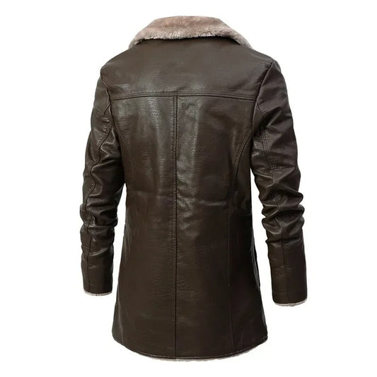 Willem Men's Winter Coat | PU Leather, Elegant Cut with Generous Insulation