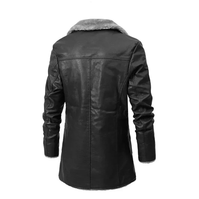 Willem Men's Winter Coat | PU Leather, Elegant Cut with Generous Insulation