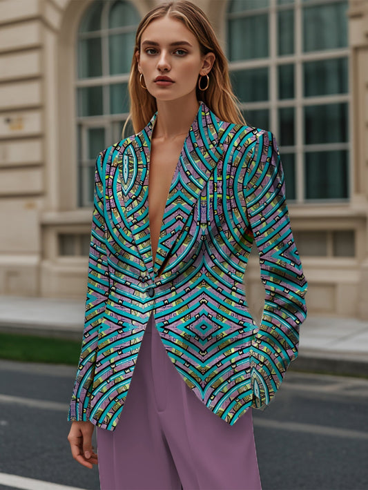 Willem Stylish Office Suit | 100% Polyester, Abstract Blue Pattern