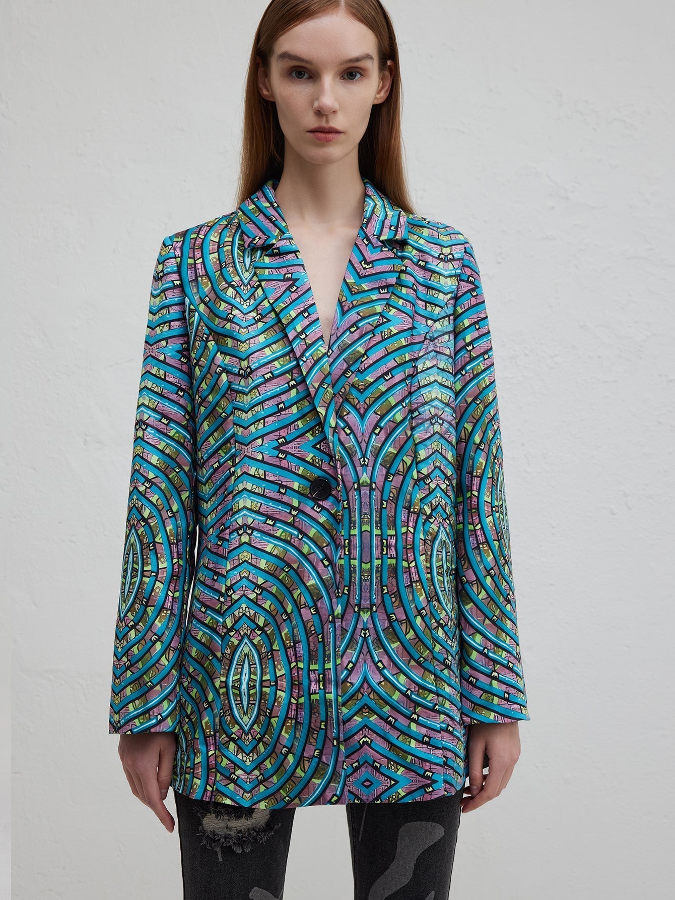 Willem Stylish Office Suit | 100% Polyester, Abstract Blue Pattern