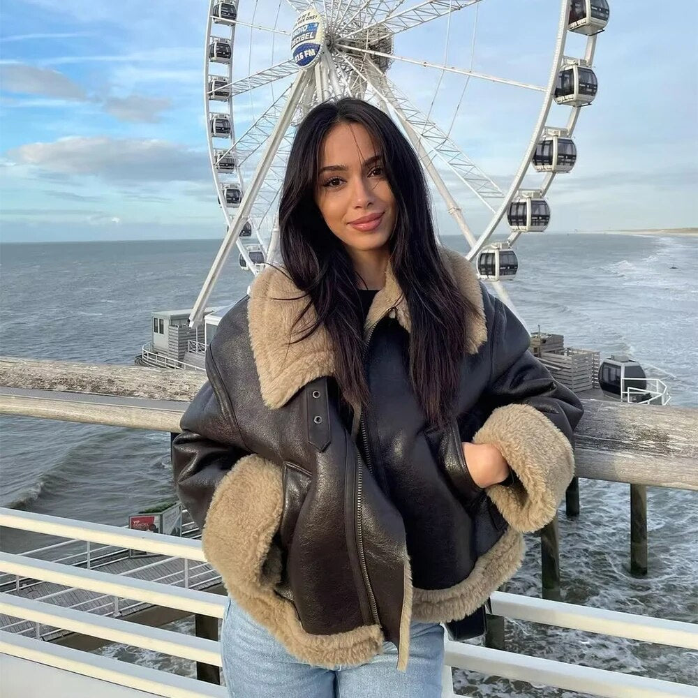 Wolff Women's Jacket | Reversible Leather Design with Faux Fur, Autumn/Winter