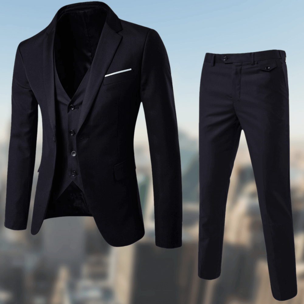 Wolff Black Men's Suit | Comfortable Wool Blend, Timelessly Elegant