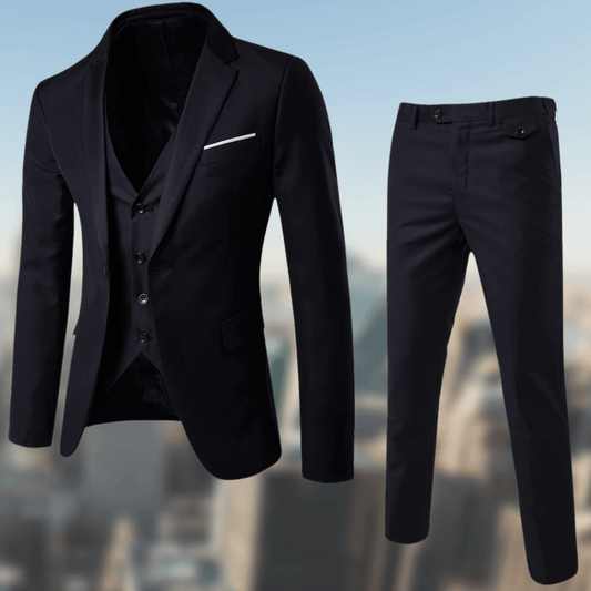 Wolff Black Men's Suit | Comfortable Wool Blend, Timelessly Elegant