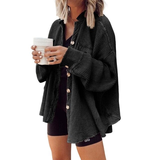 Trendy women's button coat made of corduroy | Elegant coat for casual and business looks