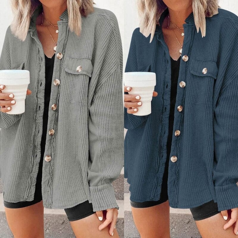 Trendy women's button coat made of corduroy | Elegant coat for casual and business looks