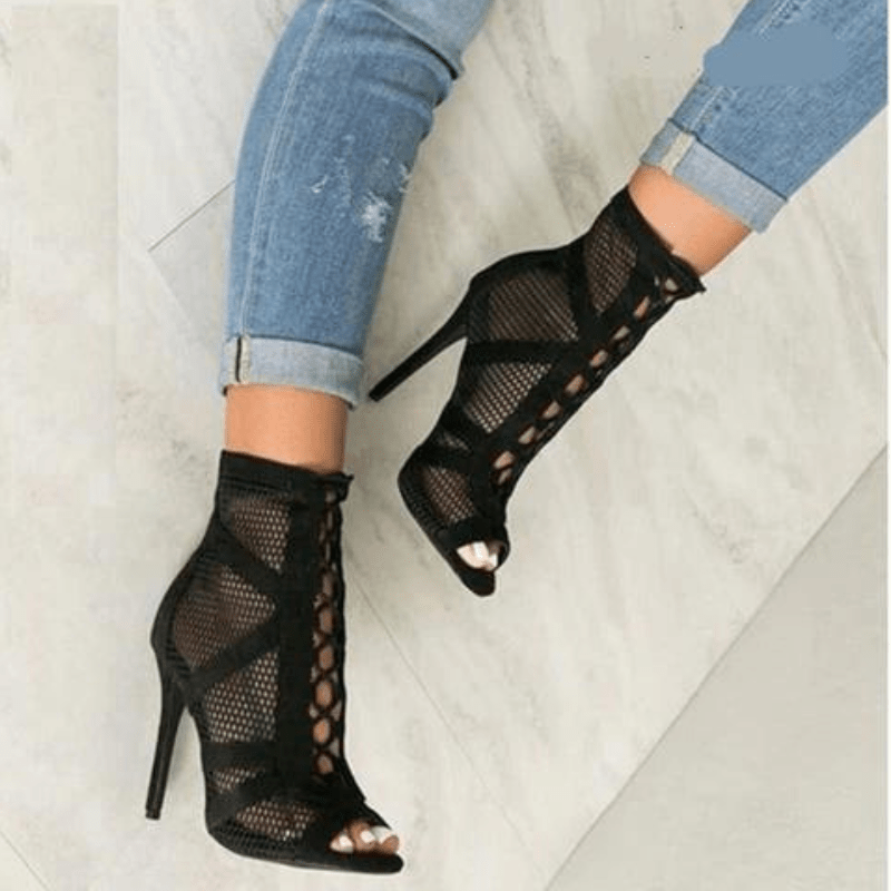 Yentl Women's Sandals | Elegant High Heel with Mesh Details