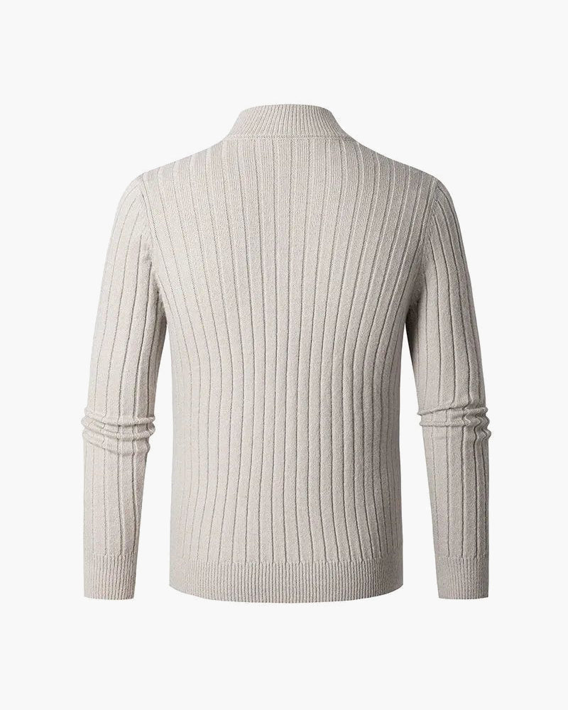 Zane Men's Half-Zip Sweater | Wide Rib Knit, Stand Collar 3