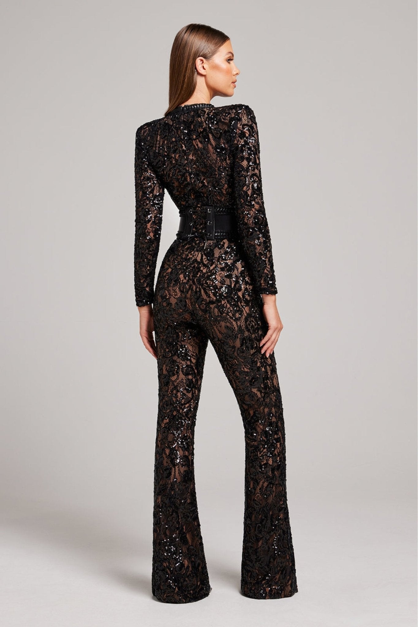 Bella | Long Sleeve Jumpsuit | Glamorous Evenings | Luxury Sequins and Lace