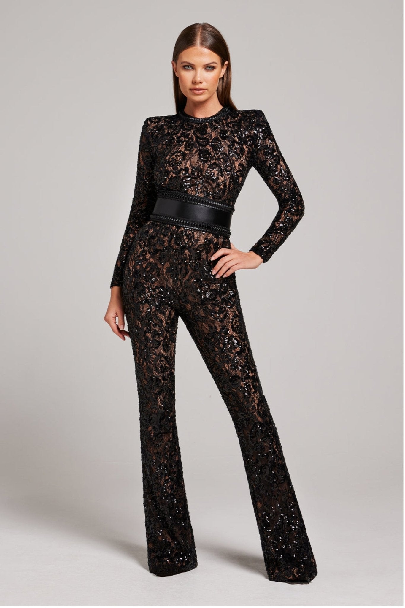 Bella | Long Sleeve Jumpsuit | Glamorous Evenings | Luxurious Sequins and Lace