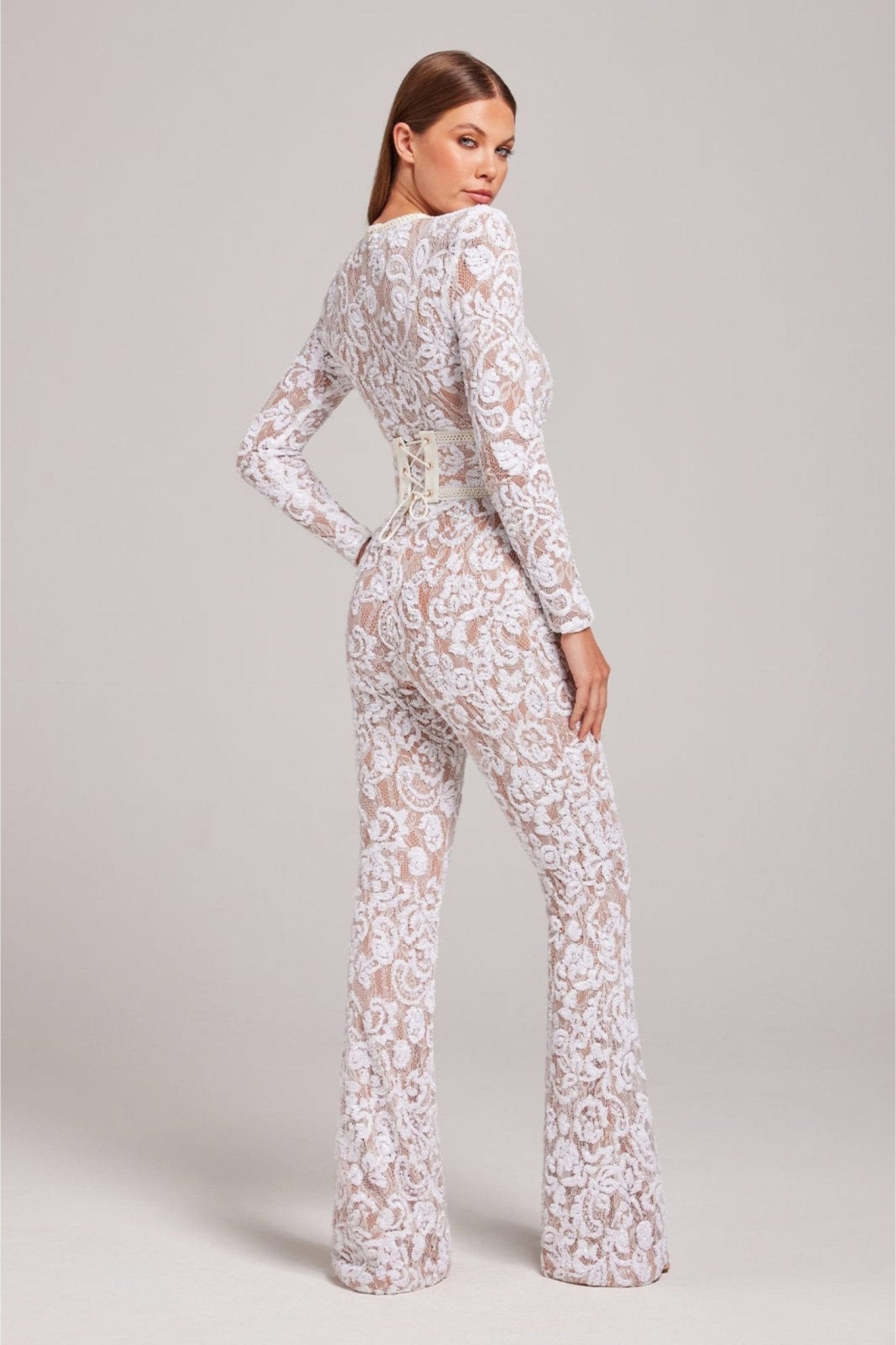 Bella | Long Sleeve Jumpsuit | Glamorous Evenings | Luxurious Sequins and Lace