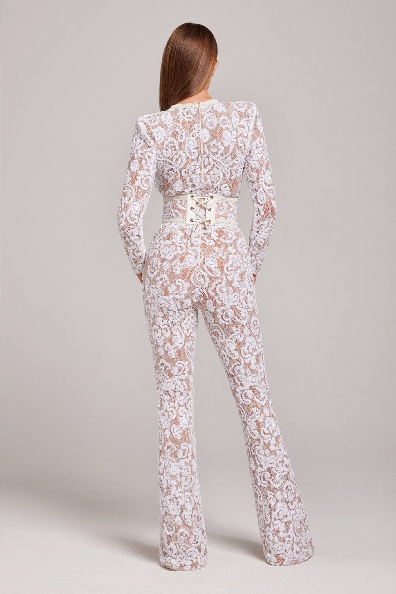 Bella | Long Sleeve Jumpsuit | Glamorous Evenings | Luxury Sequins and Lace
