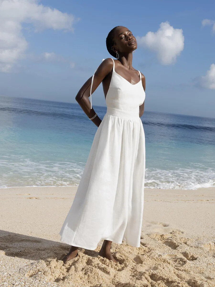 ZAILA | Elegant Linen Summer Dress with Fit & Flare Silhouette